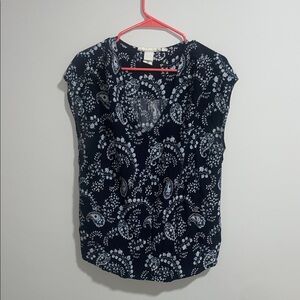 Navy Blue Paisley Women's Top